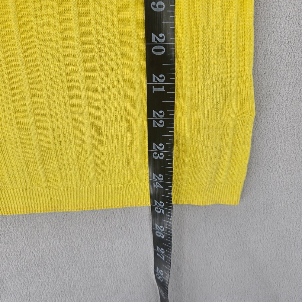 Per Se by Carlisle NEW SMALL Ribbed Silk Knit Top Women Yellow Minimalist Luxury - Picture 7 of 9